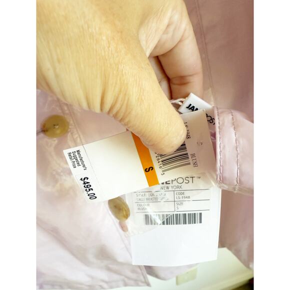 NWT Jane Post Raincoat Pink Light Slicker in Blush Pink Small - Picture 7 of 7